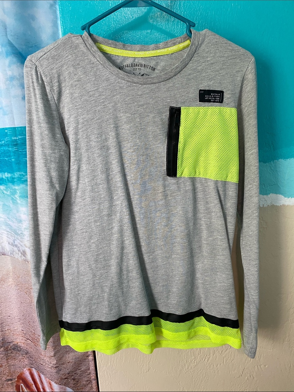 NWOT Buffalo David Bitton Neon Accent Long Sleeve Shirt Boys XL / Mens S